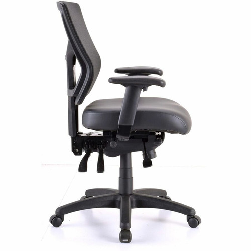 Lorell Conjure Mid-Back Office Chair - Vinyl, Foam, Polyurethane Seat Material - Mid Back - Black - (LLR62041)