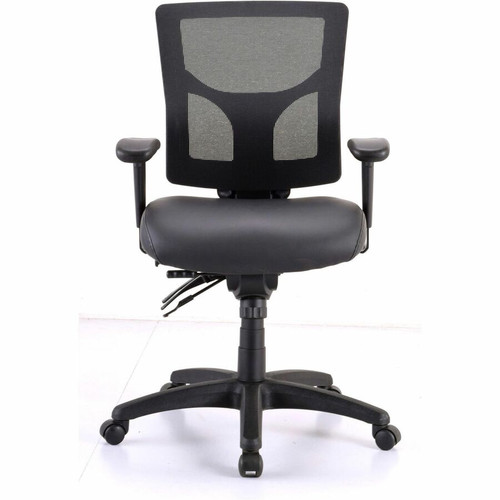 Lorell Conjure Mid-Back Office Chair - Vinyl, Foam, Polyurethane Seat Material - Mid Back - Black - (LLR62041)