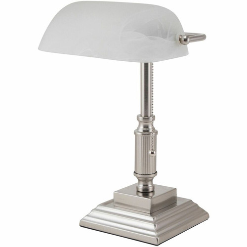 Victory Light Banker's Brass Desk Lamp - 14.8" Height x 6.5" Width - 10 W LED Bulb - Brushed Nickel (VLU8VS688029BN)