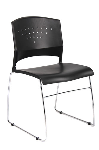 Boss Black Stack Chair With Chrome Frame 2 Pcs Pack Boss Black Stack Chair With Chrome Frame 2 Pcs Pack