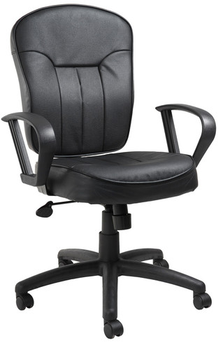 Boss Black Leather Task Chair W/ Loop Arms