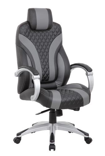 Boss Executive Hinged Arm Chair - Black/Grey (B8871-BKGY)