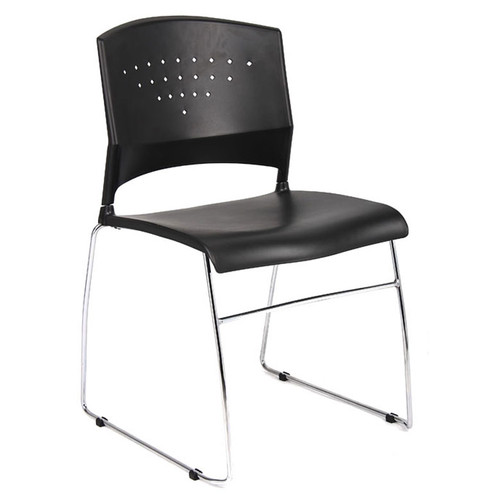 Boss Black Stack Chair With Chrome Frame 4 Pcs Pack (B1400-BK-4) Boss Black Stack Chair With Chrome Frame 4 Pcs Pack (B1400-BK-4)
