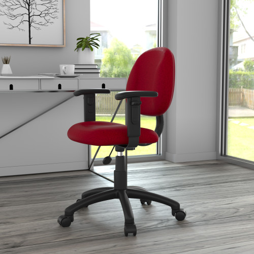Boss Burgundy  Deluxe Posture Chair W/ Adjustable Arms (B316-BY)