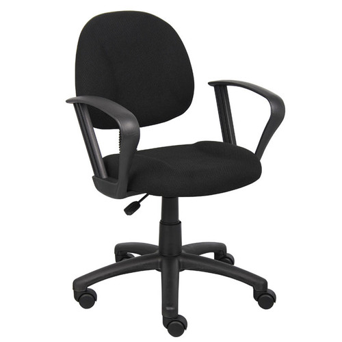 Boss Black  Deluxe Posture Chair W/ Loop Arms (B317-BK)