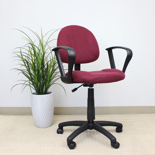 Boss Burgundy  Deluxe Posture Chair W/ Loop Arms (B317-BY)