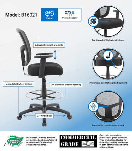Boss Contract Mesh Drafting Stool (B16021)