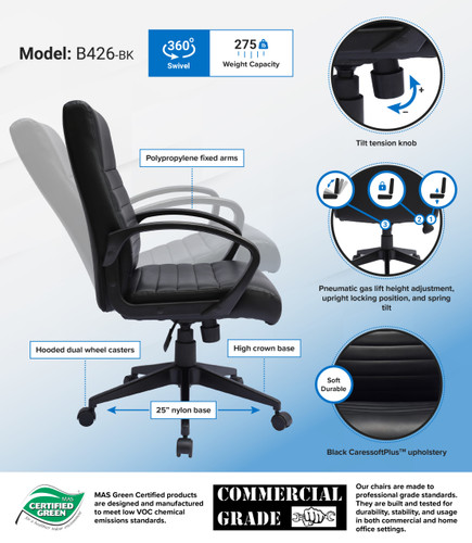 Boss Ribbed Back Task Chair (B426-BK)