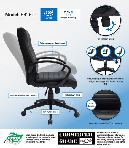 Boss Ribbed Back Task Chair (B426-BK)