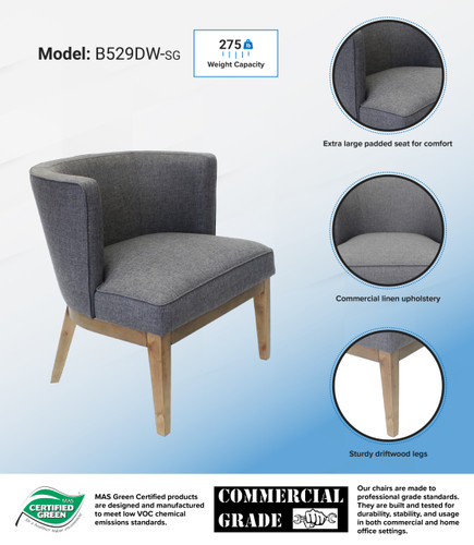 Boss Ava guest, accent or dining chair - Slate Grey (B529DW-SG) Boss Ava guest, accent or dining chair - Slate Grey (B529DW-SG)