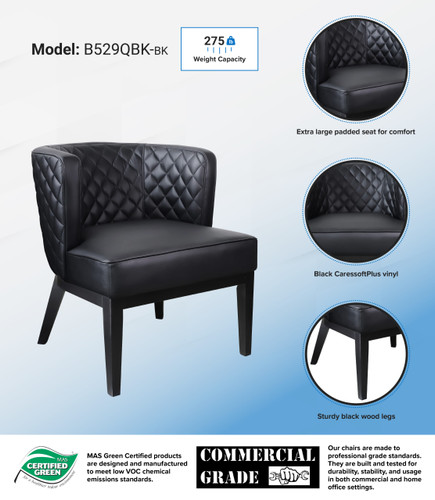 Boss Ava Quilted guest, accent or dining chair - Black (B529QBK-BK) Boss Ava Quilted guest, accent or dining chair - Black (B529QBK-BK)