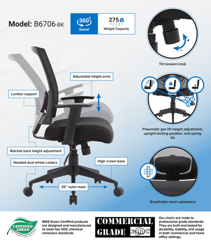 Boss Mesh Back Task Chair (B6706-BK)