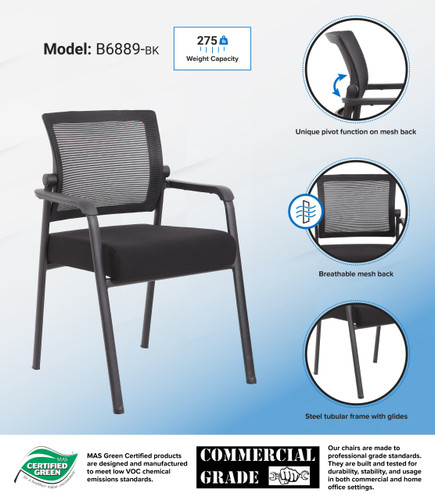 Boss Mesh 4-Legged Guest Chair (B6889-BK)