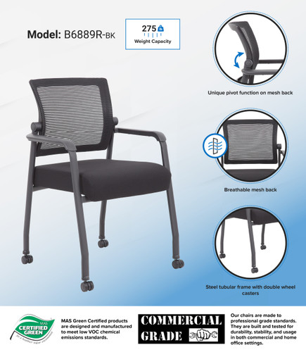 Boss Mesh 4-Legged Guest Chair (B6889R-BK)