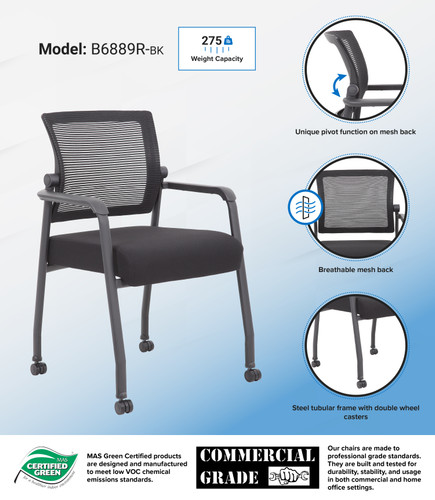 Boss Mesh 4-Legged Guest Chair (B6889R-BK)