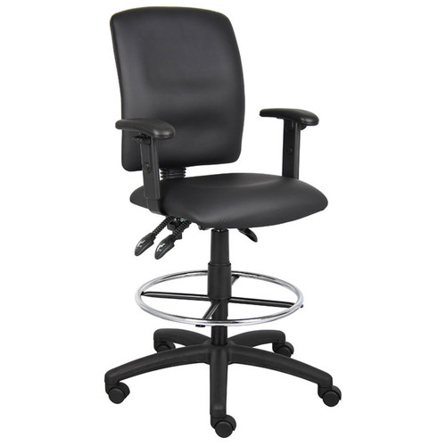Boss Multi-Function LeatherPlus Drafting Stool W/ Adjustable Arms (B1646)
