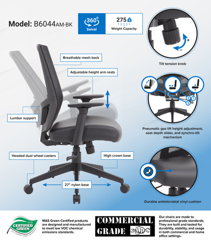 Boss Mesh Back Task Chair (B6044AM-BK)