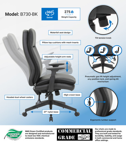 Boss Executive Chair, Black (B730-BK)