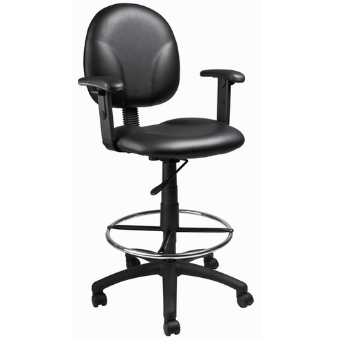 Boss Black Antimicrobial Drafting Stools W/Adj Arms & Footring (B1691-CS)