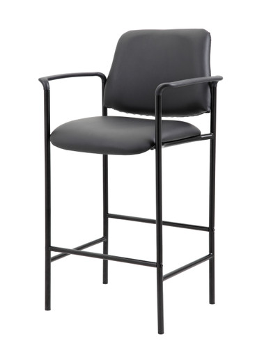 Boss Square Back Diamond Stool W/Arm In Black Caressoft (B169503-CS)