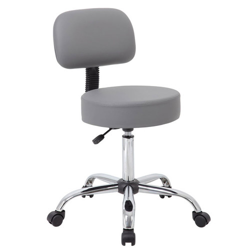 Boss Grey Antimicrobial Medical Stool W/ Back Cushion (B245-GY)