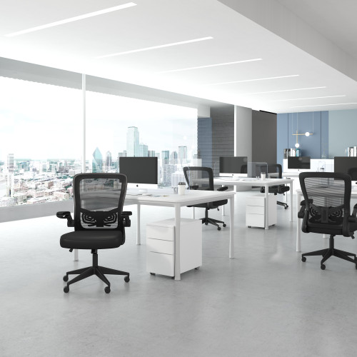 Boss Black Mesh, Flip Arm, Task Chair, Black Frame (B6366BK-BK)