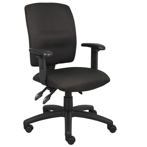 Boss Multi-Function Fabric Task Chair W/ Adjustable Arms (B3036-BK)