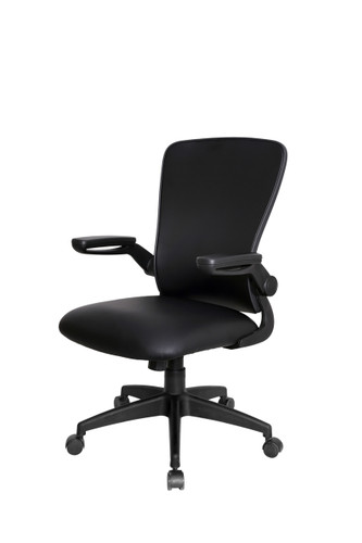 Boss Black Mesh, Flip Arm, Task Chair, Antimicrobial Vinyl, Black Frame (B6366AM-BK)