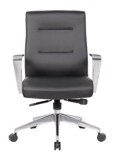 Boss Modern Conference Chair with Aluminum Arm & Base (B8886AL-AMBK)