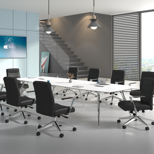 Boss Modern Conference Chair with Aluminum Arm & Base (B8886AL-AMBK)