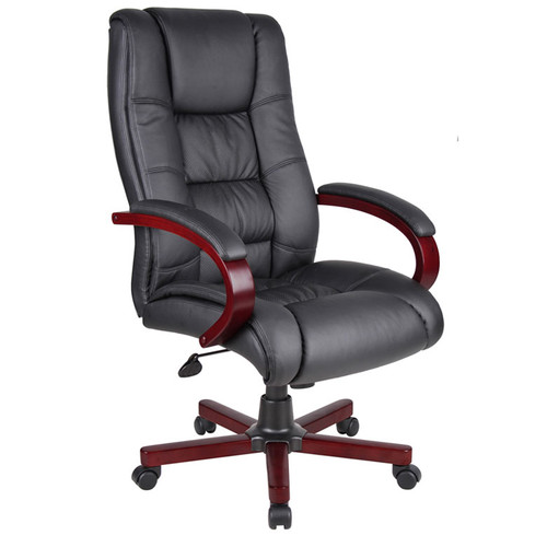 Boss High Back Executive Wood Finished Chair, Mahogany (B8991-M)