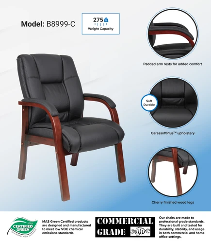 Boss Mid Back Wood Finished guest, accent or dining chair (B8999-C)