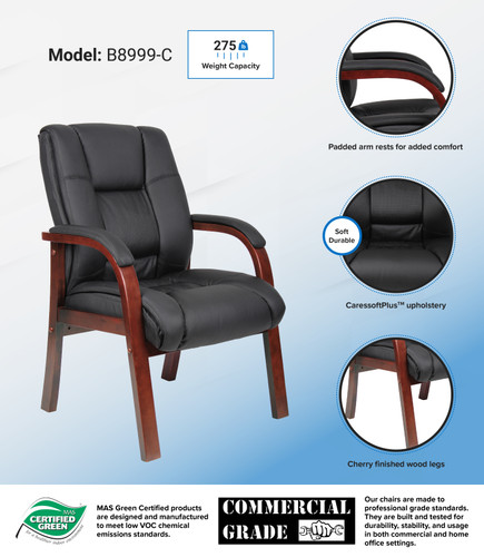 Boss Mid Back Wood Finished guest, accent or dining chair (B8999-C)