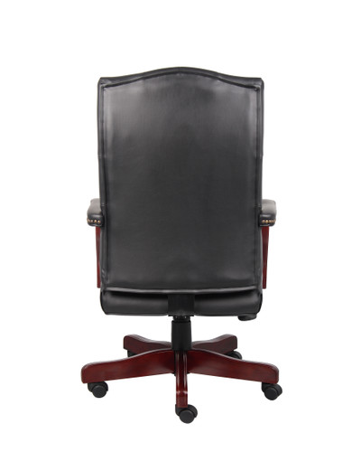 Boss Classic Black Caressoft Chair With Mahogany Finish Frame (B905-BK)