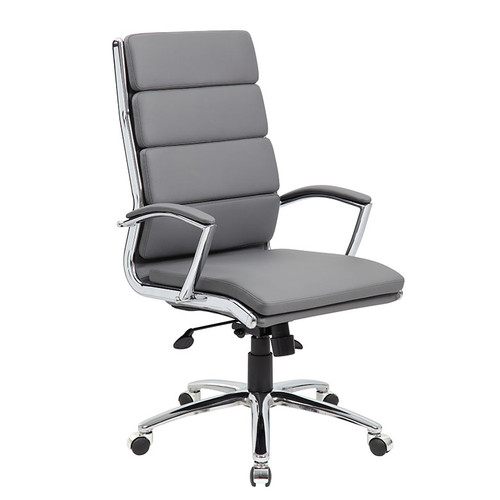 Boss Executive CaressoftPlus Chair with Metal Chrome Finish (B9471-GY)
