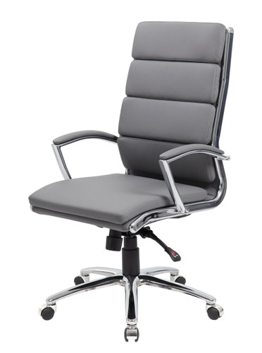 Boss Executive CaressoftPlus Chair with Metal Chrome Finish (B9471-GY)