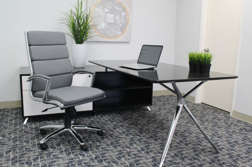 Boss Executive CaressoftPlus Chair with Metal Chrome Finish (B9471-GY)