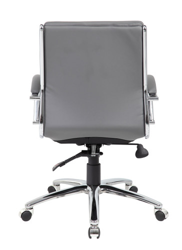 Boss Executive CaressoftPlus Chair with Metal Chrome Finish - Mid Back (B9476-GY)