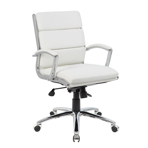 Boss Executive CaressoftPlus Chair with Metal Chrome Finish - Mid Back (B9476-WT)