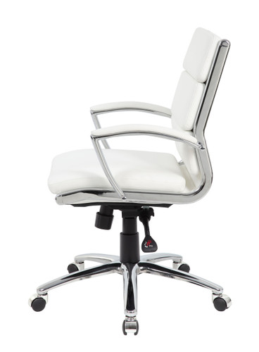 Boss Executive CaressoftPlus Chair with Metal Chrome Finish - Mid Back (B9476-WT)