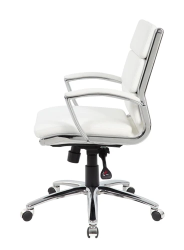 Boss Executive CaressoftPlus Chair with Metal Chrome Finish - Mid Back (B9476-WT)