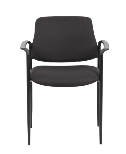 Boss Square Back  Diamond Stacking Chair W/Arm In Black (B9503-BK)