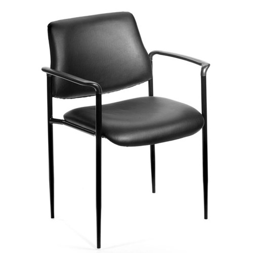 Boss Square Back  Diamond Stacking Chair W/Arm In Black Caressoft (B9503-CS)
