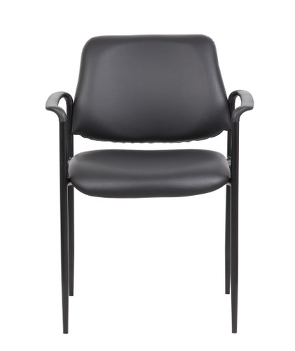 Boss Square Back  Diamond Stacking Chair W/Arm In Black Caressoft (B9503-CS)