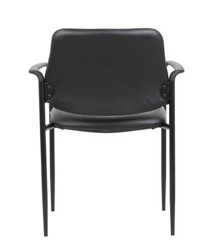 Boss Square Back  Diamond Stacking Chair W/Arm In Black Caressoft (B9503-CS)