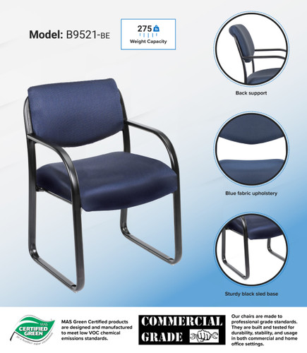 Boss Blue Fabric Guest Chair (B9521-BE)