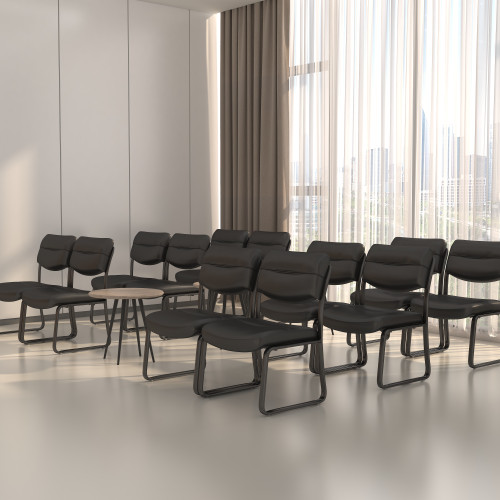 Boss Leather Sled Base Side Chair (B9539)