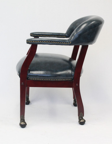 Boss Captain's guest, accent or dining chair in Blue Vinyl W/ Casters (B9545-BE)