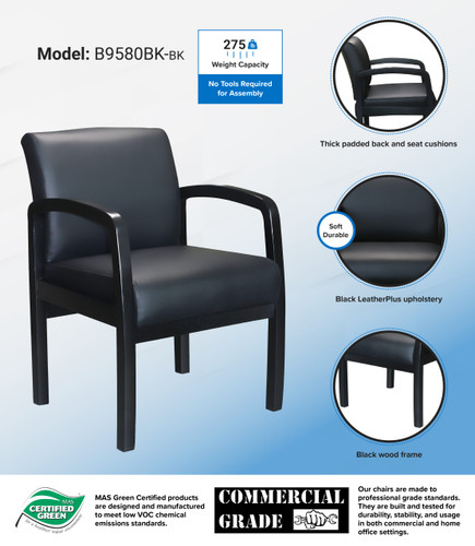 Boss NTR (No Tools Required) guest, accent or dining chair (B9580BK-BK)