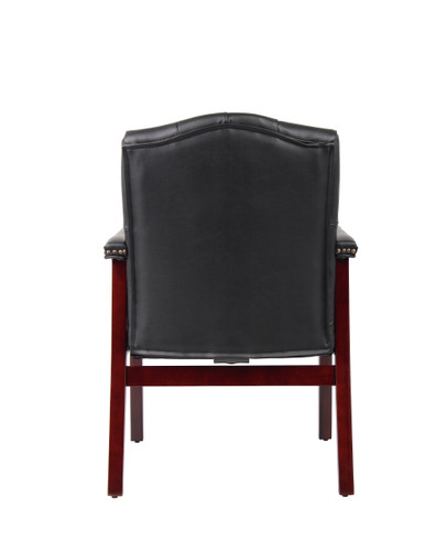 Boss Traditional Black Caressoft guest, accent or dining chair W/ Mahogany Finish (B959-BK)